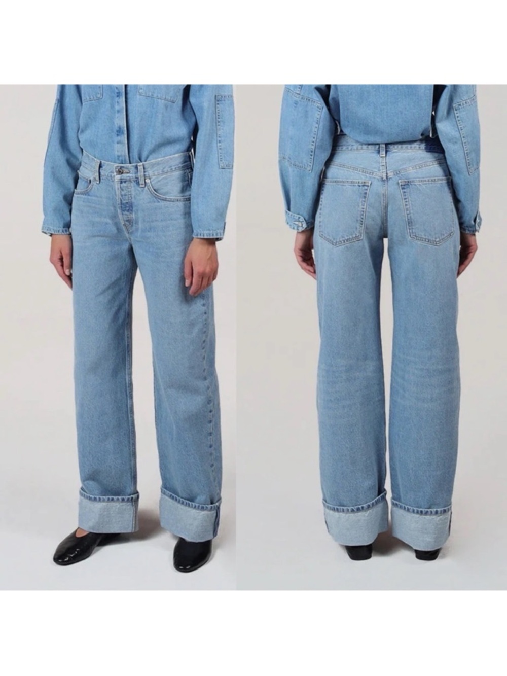 Etica Stanton High-Rise Atwood Light Wash Wide-Leg Cuffed Jeans Ethically Made